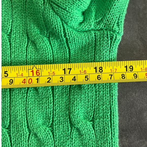 Polo Ralph Lauren 100% Cotton XL (20 Teen) Green Knit Sweater Pullover - Picture 5 of 6